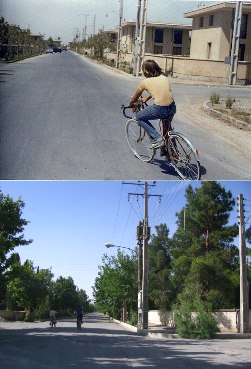 Khaneh Esfahan street, 1976 and 2011.